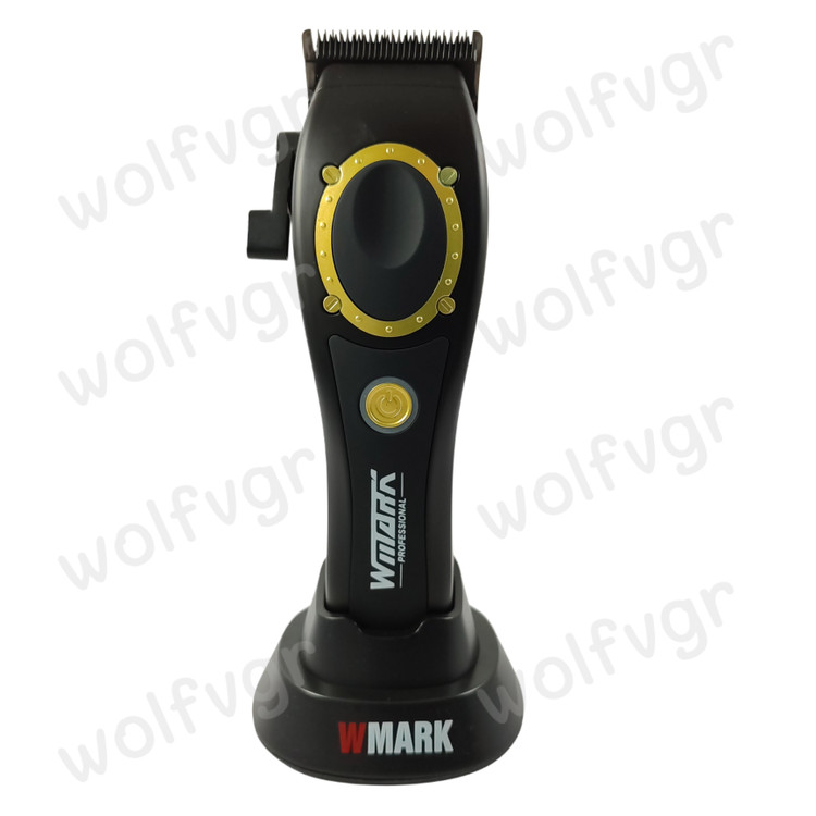 ماشین اصلاح WMARK NG-7030 با بدنه مشکی، پایه شارژ و شانههای مغناطیسی