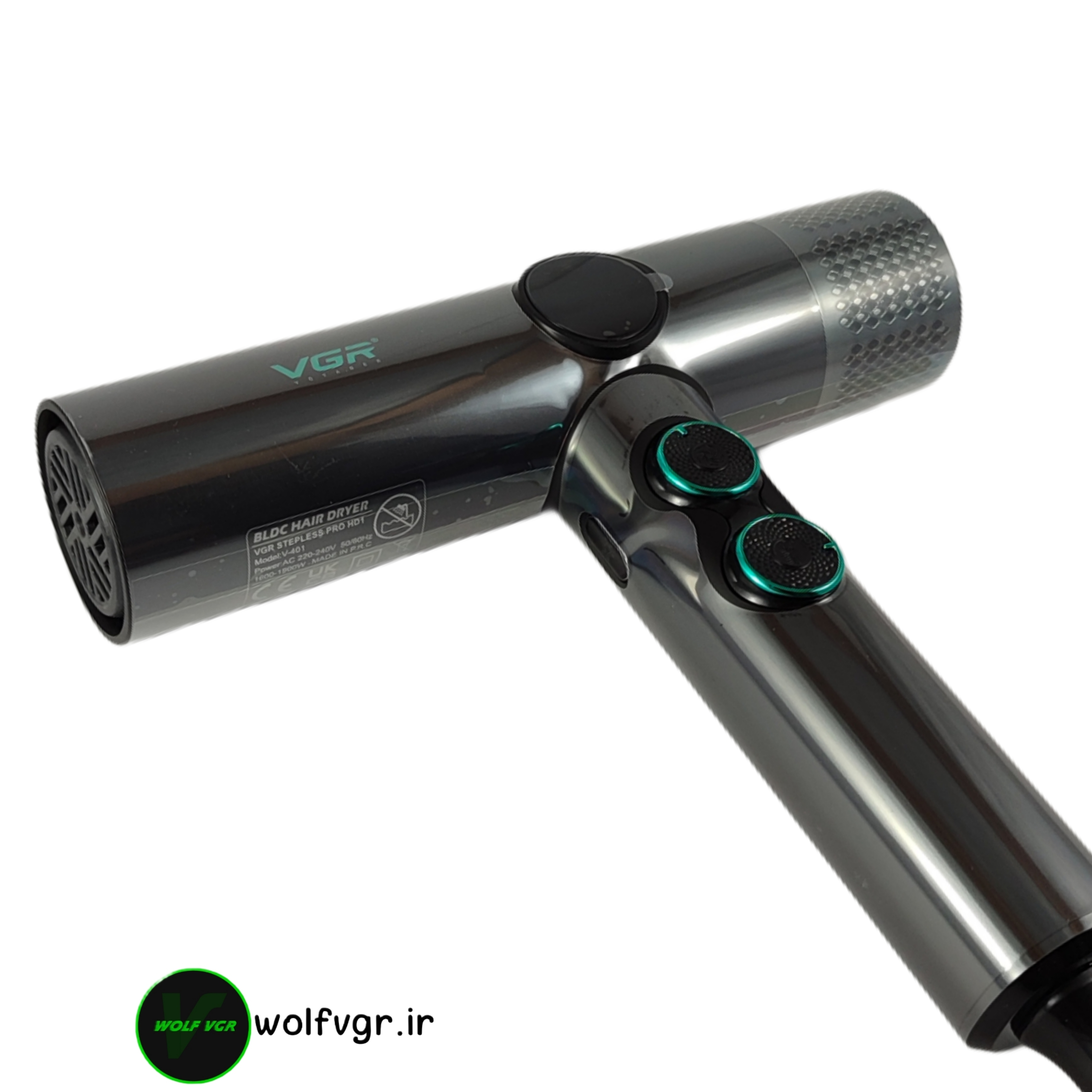 سشوار وی جی ار حرفه ای مشکی براشلس طرح دایسون مدل ۴۰۱